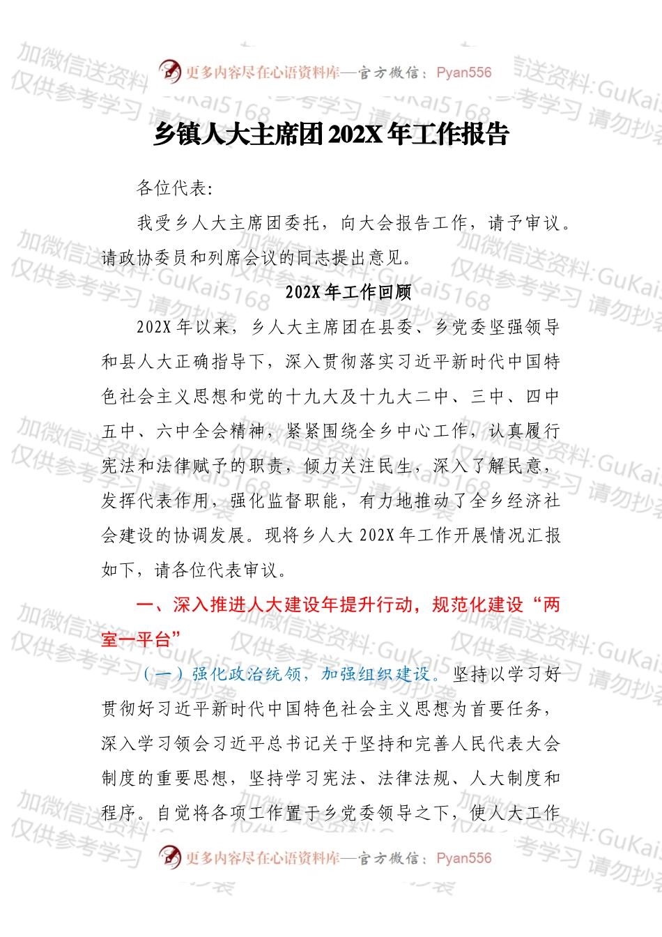 乡镇人大主席团202X年工作报告.docx_第1页