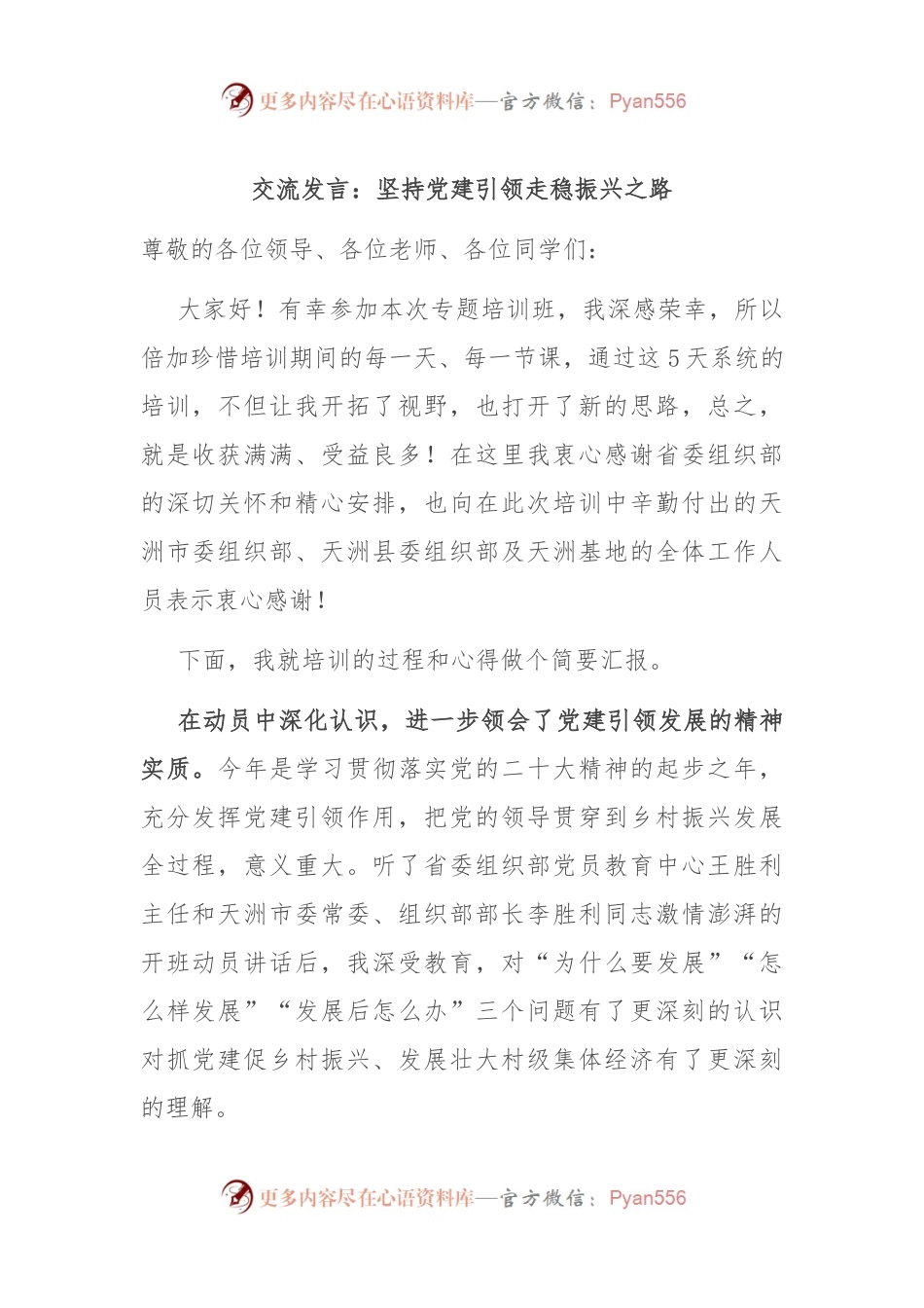 交流发言：坚持党建引领 走稳振兴之路.docx_第1页