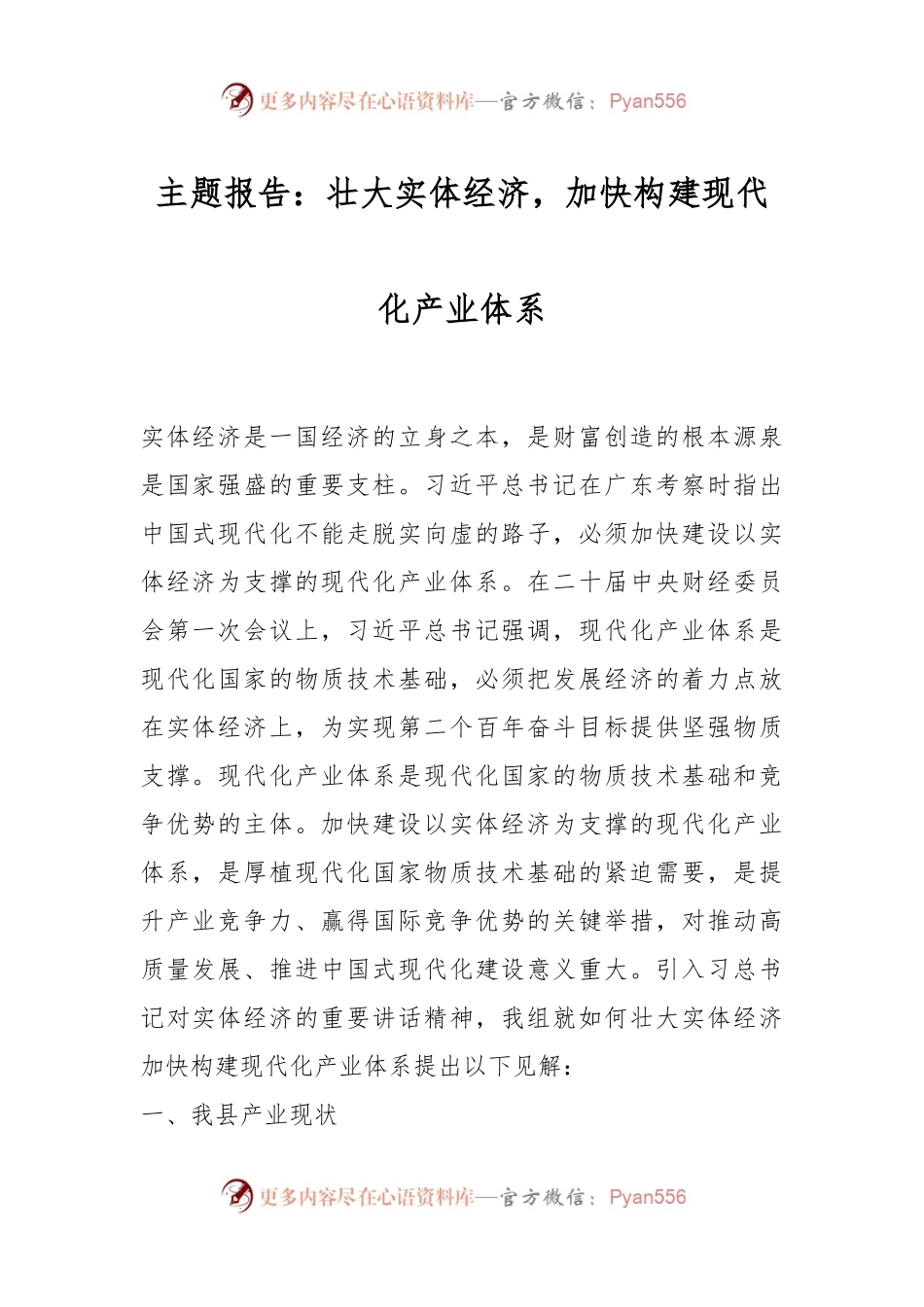 主题报告：壮大实体经济，加快构建现代化产业体系.docx_第1页