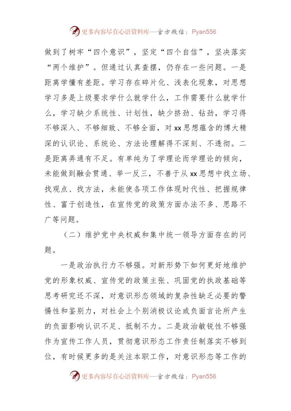 乡镇街道（支部）宣传委员2023年度专题民主生活会对照检查材料.docx_第2页