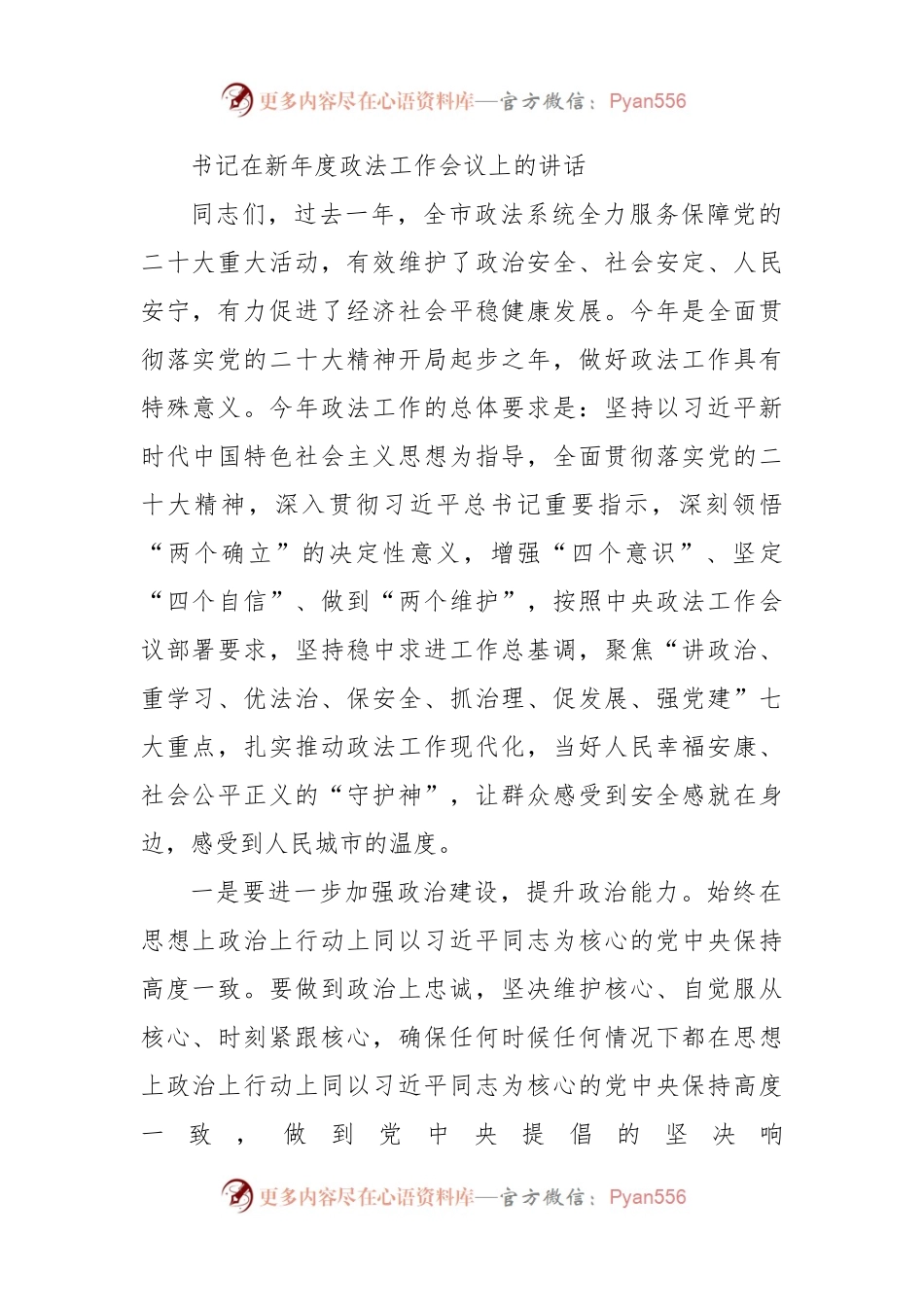 书记在新年度政法工作会议上的讲话.docx_第1页