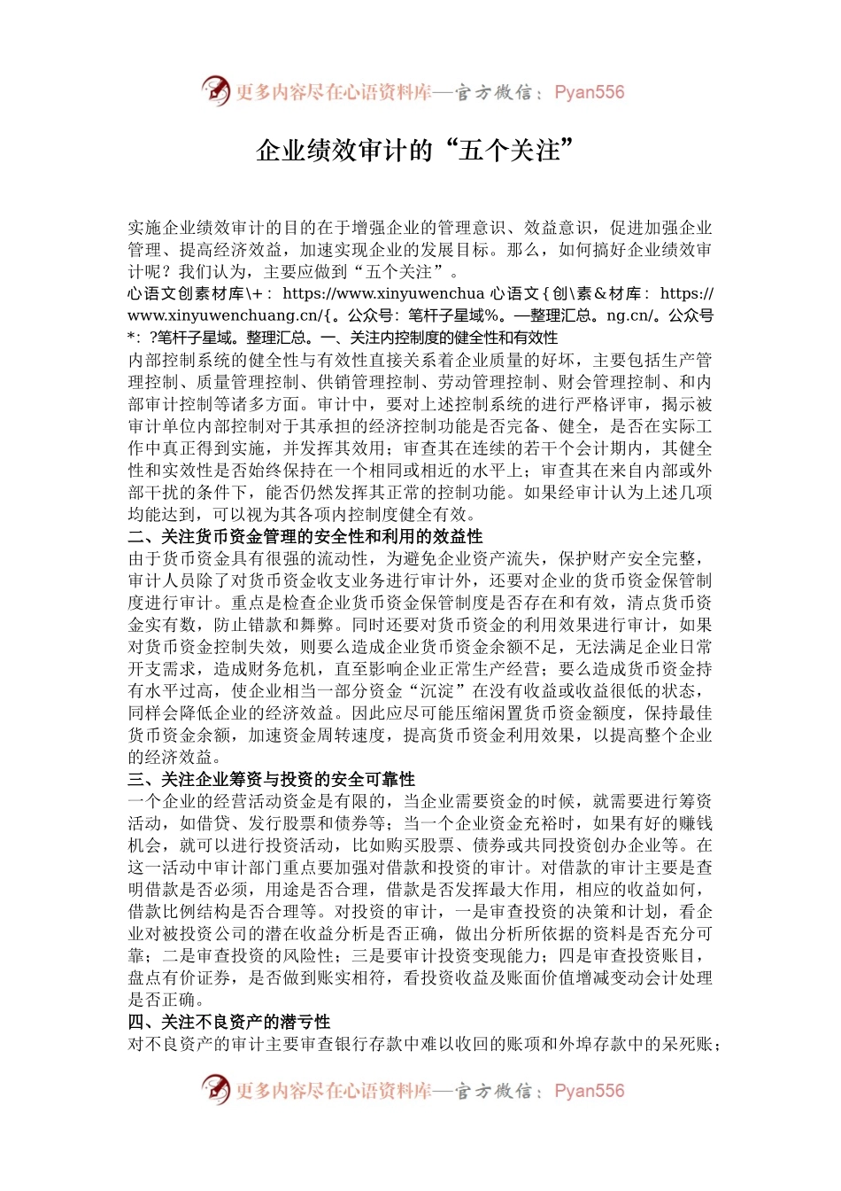 企业绩效审计的“五个关注”.docx_第1页