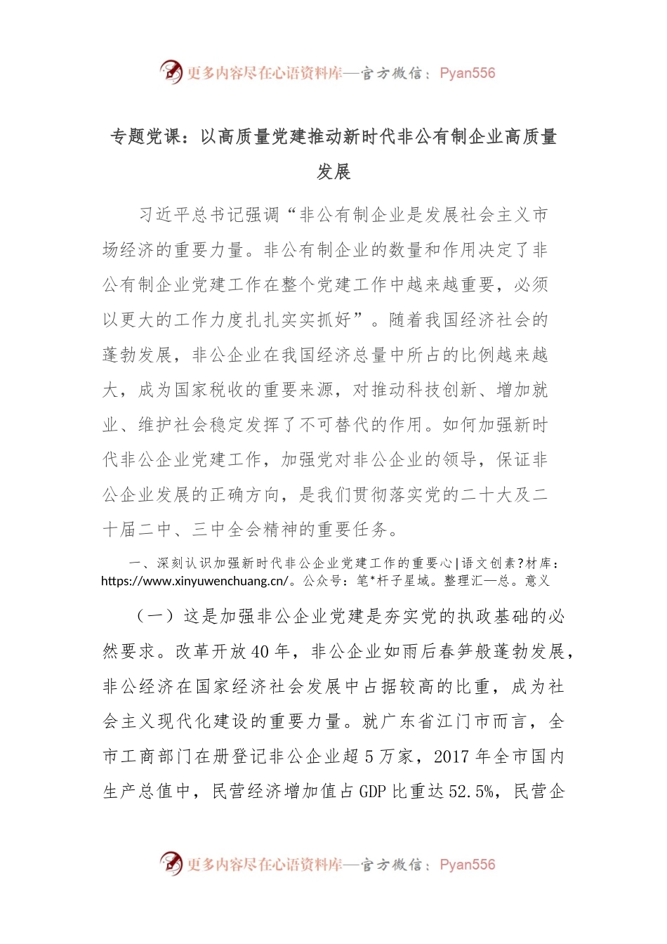 专题党课：以高质量党建推动新时代非公有制企业高质量发展.docx_第1页