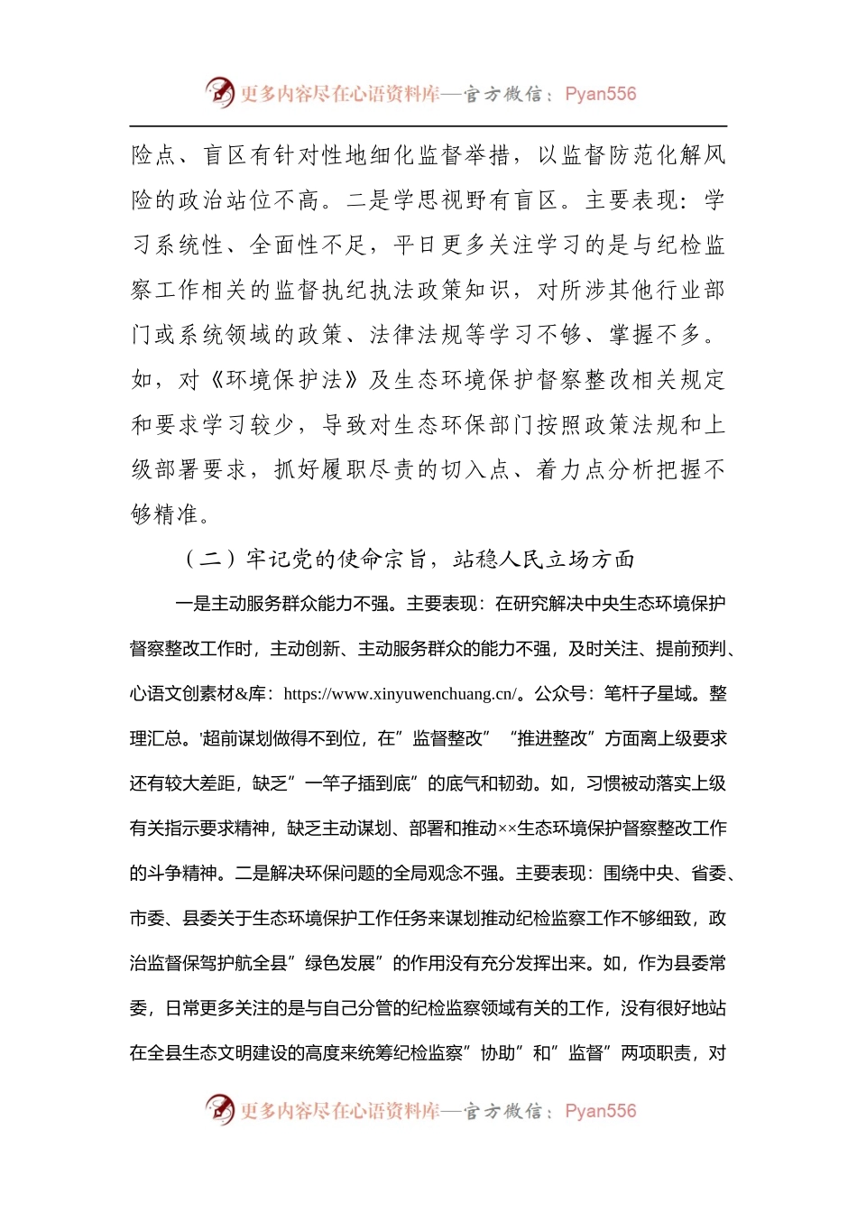 中央生态环境保护督察整改专题民主生活会个人发言提纲.docx_第2页