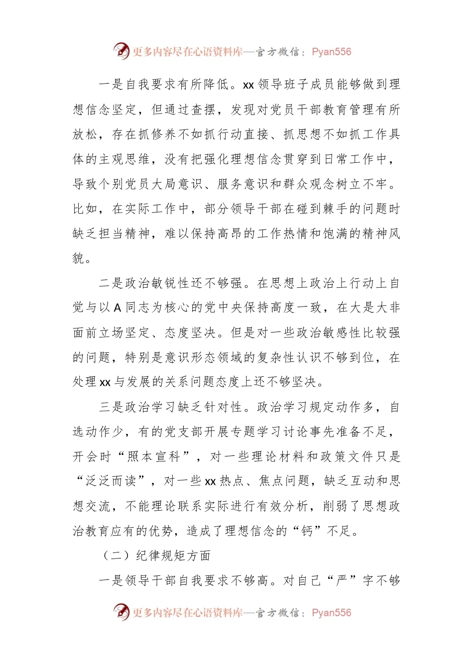 主题教育民主生活会领导班子对照检查材料（理想信念、纪律规矩、担当作为、组织生活、检视剖析，发言提纲）.docx_第2页