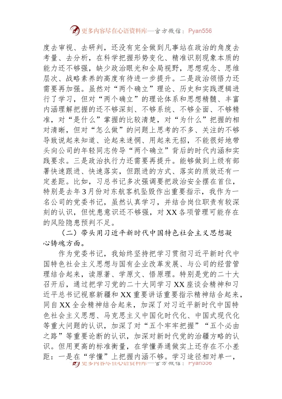 企业党委书记、董事长2022年度领导干部民主生活会对照材料.docx_第2页