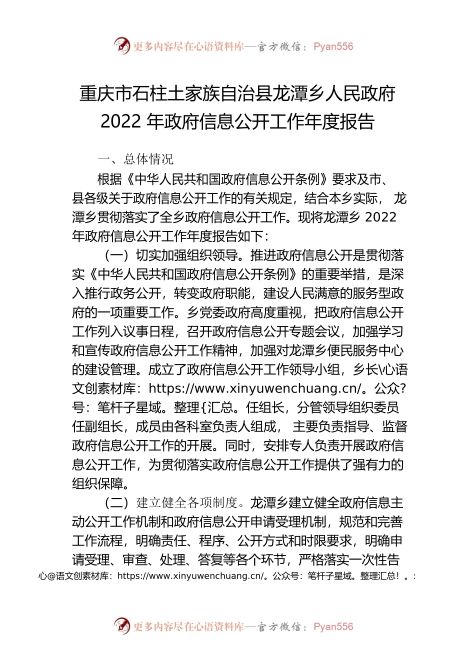 乡人民政府2022年政府信息公开工作年度报告.docx_第1页
