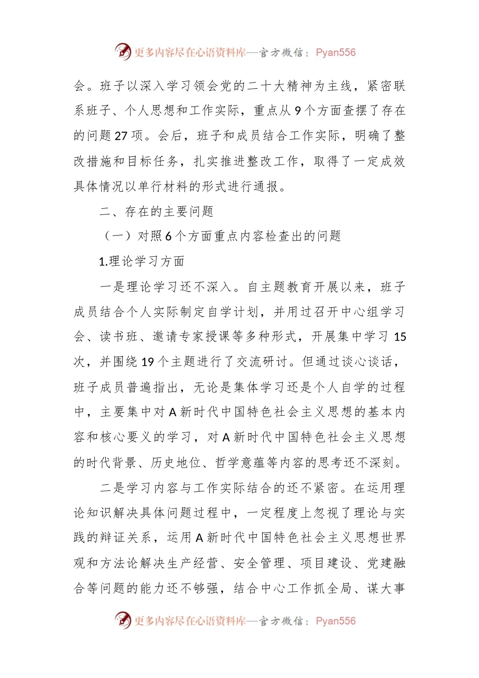 主题教育专题民主 生活会（班子）对照检查材料.docx_第2页