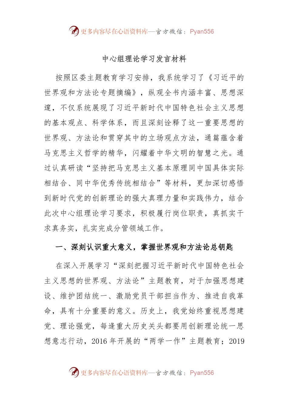 中心组理论学习发言材料.docx_第1页