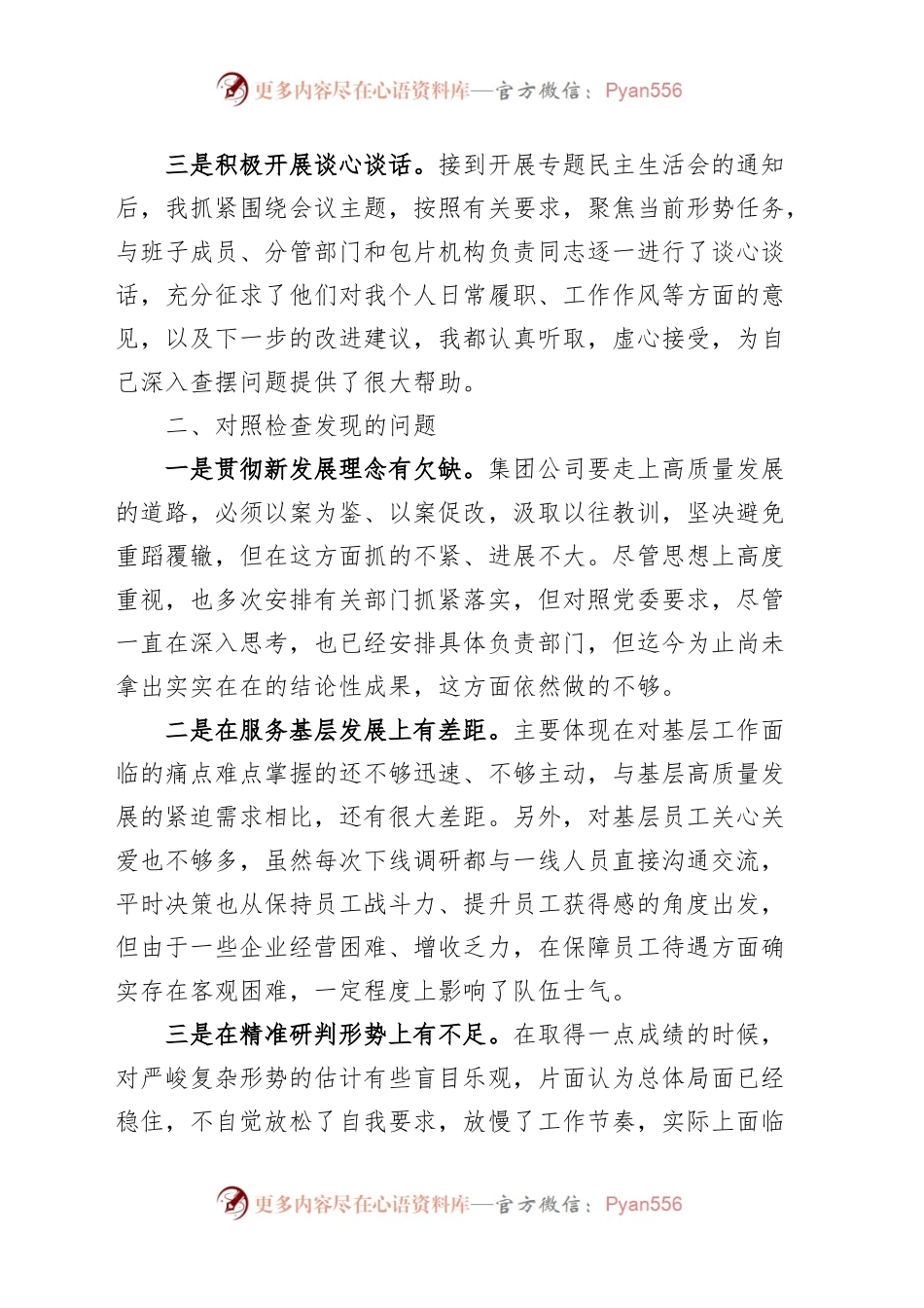 主题教育民主生活会个人对照检查材料检视剖析发言提纲集团公司企业.docx_第2页