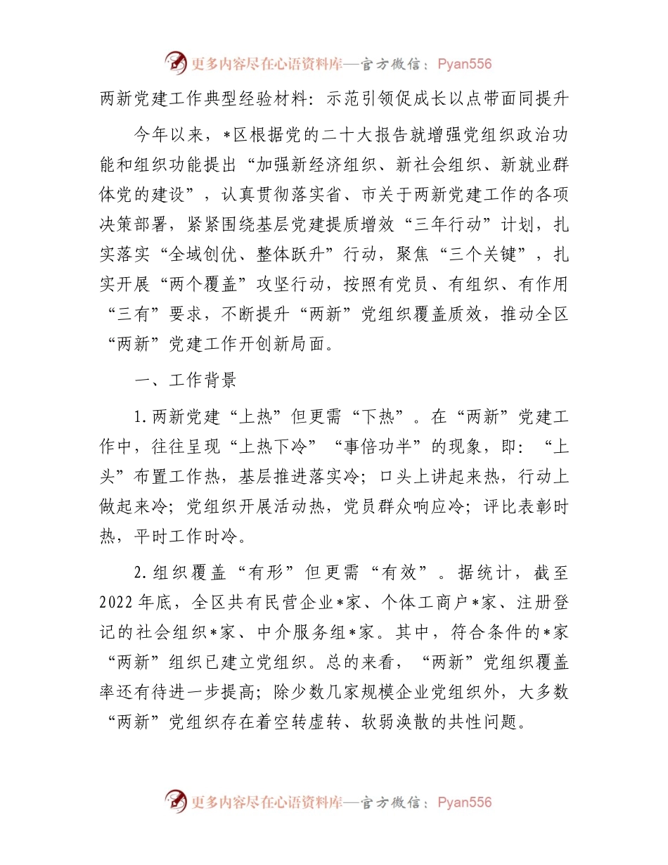 两新党建工作典型经验材料：示范引领促成长以点带面同提升.docx_第1页