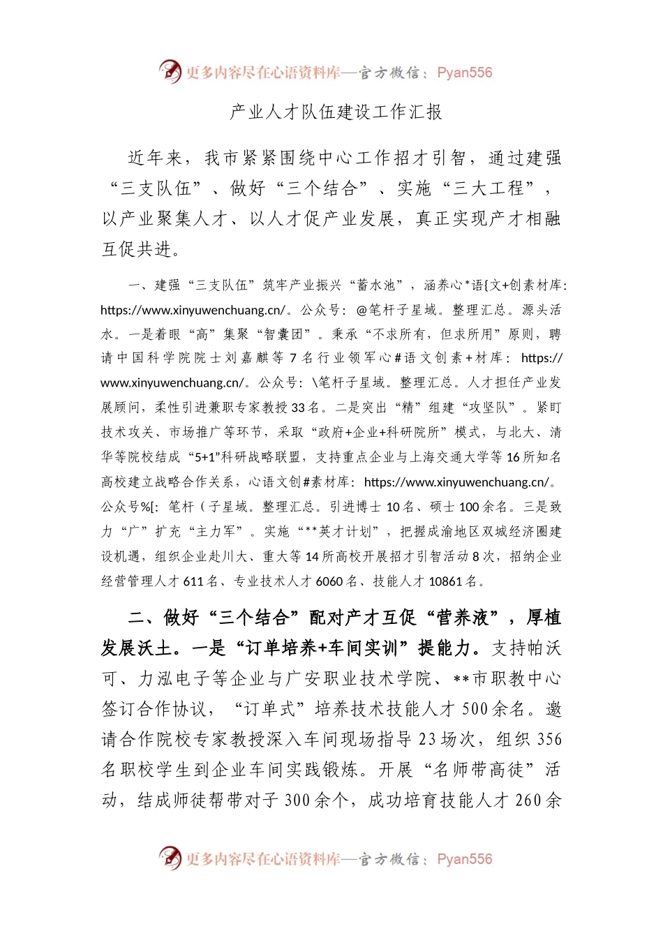 产业人才队伍建设工作汇报.docx_第1页