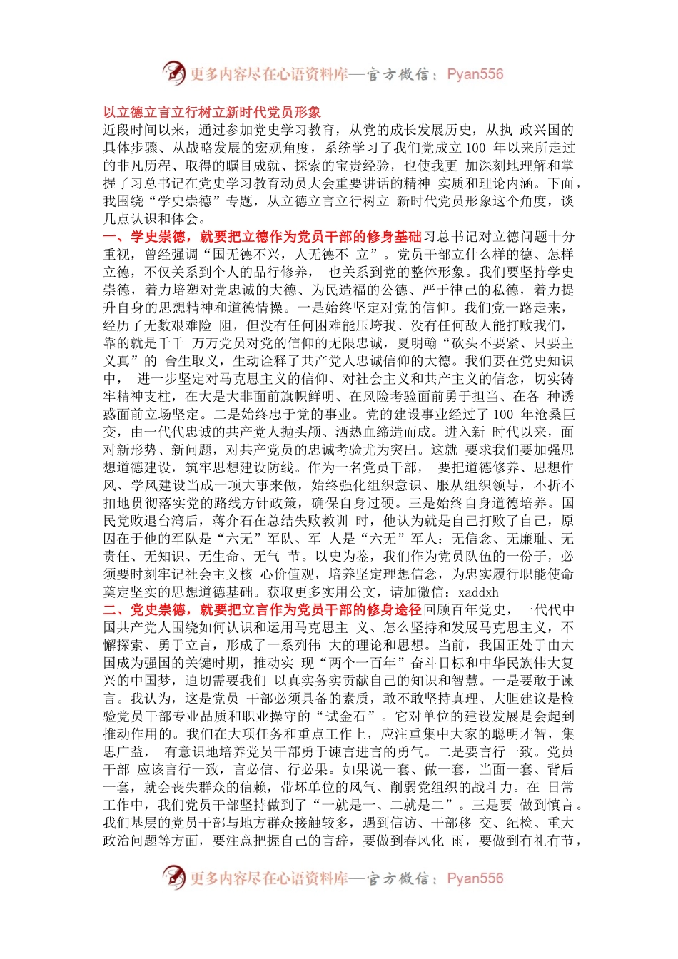 以立德立言立行树立新时代党员形象.docx_第1页