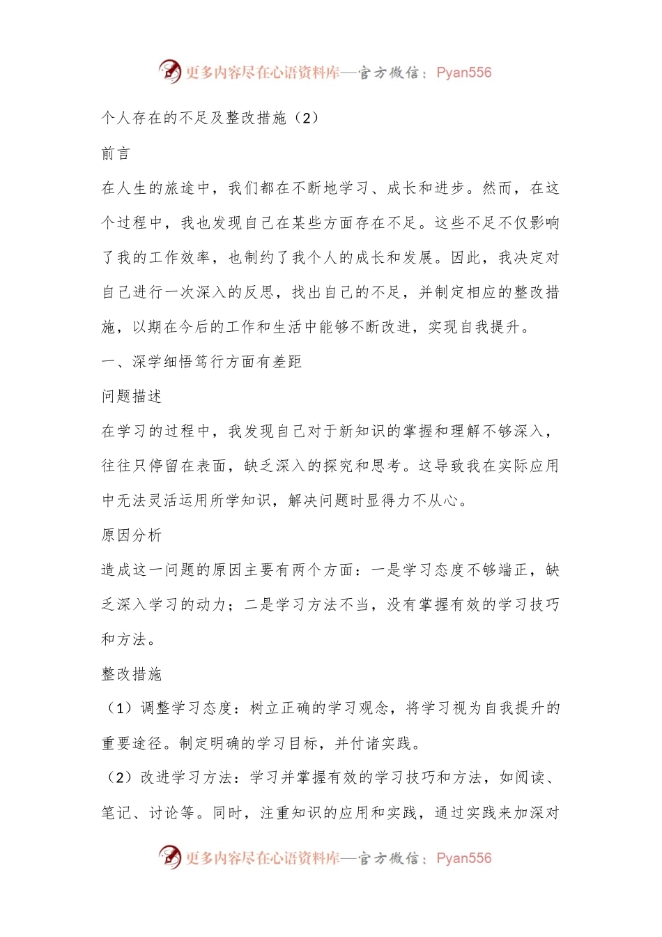 个人存在的不足及整改措施（2）.docx_第1页