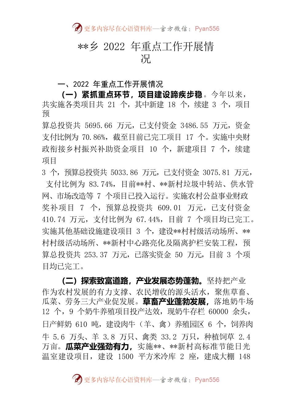 乡2022年重点工作开展情况.docx_第1页