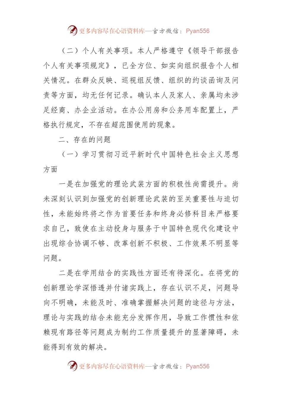 专题民主生活会班子对照检查材料（新六个方面）.docx_第2页