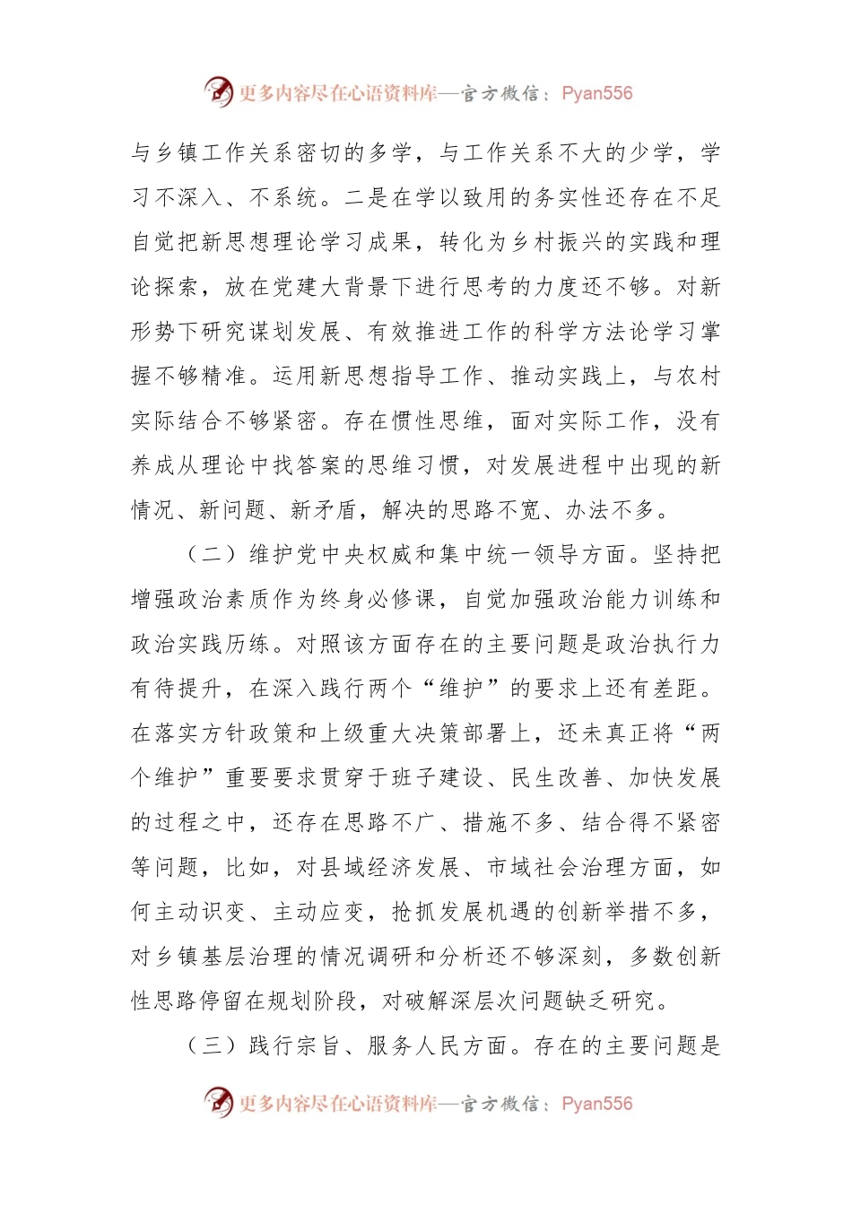 乡镇班子成员2023年度第二批主题教育民主生活会个人对照检查材料（六个方面，践行宗旨等）.docx_第2页