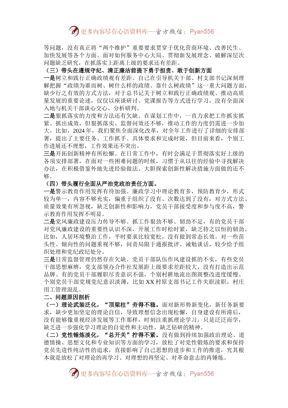 乡镇党委书记2024年民主生活会个人对照检查材料.docx_第2页