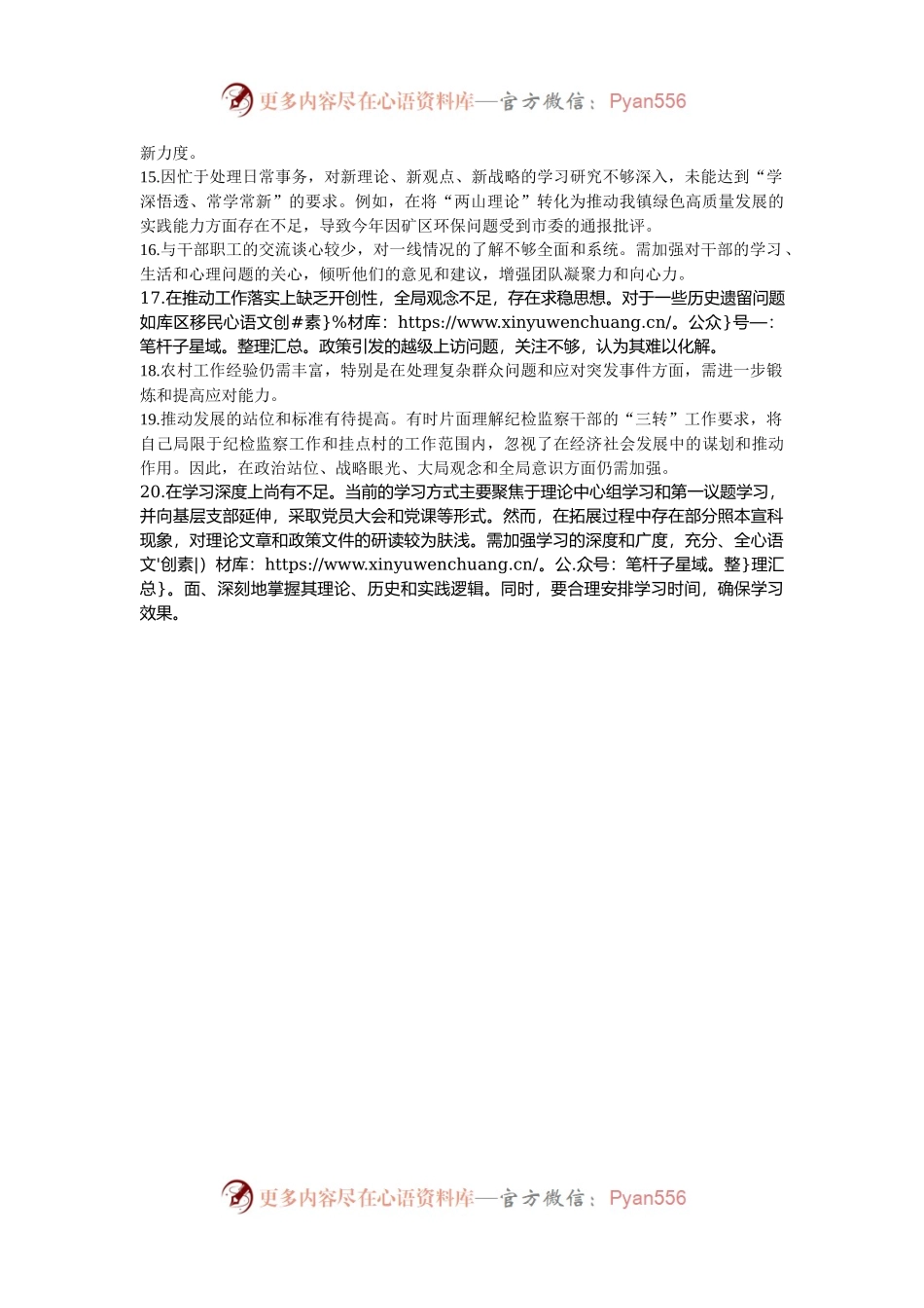 专题民主生活会对照检视问题台账20条.docx_第2页