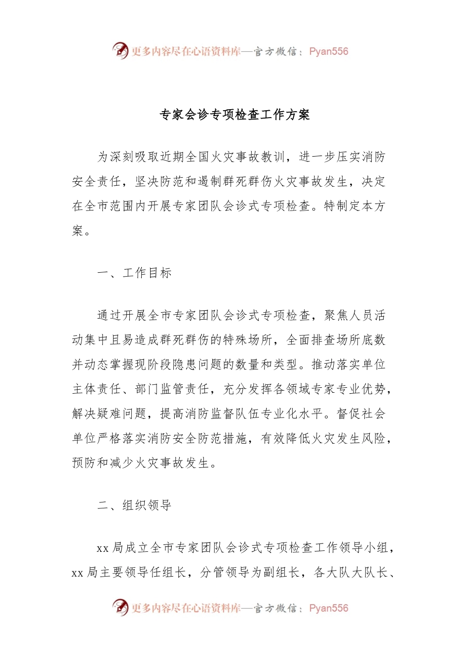 专家会诊专项检查工作方案.docx_第1页