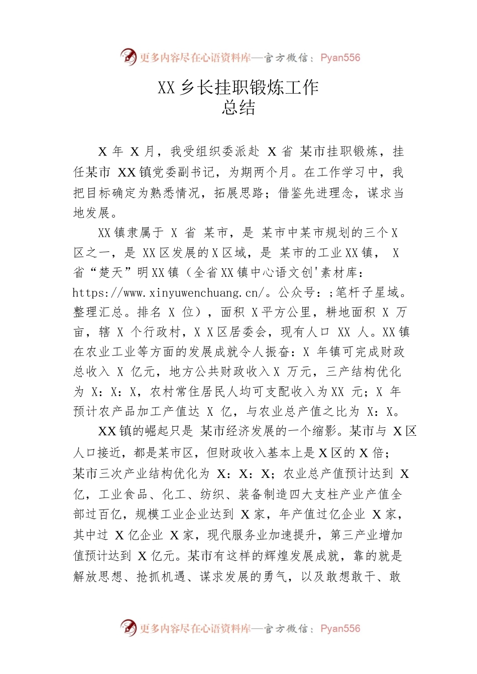 乡长挂职锻炼工作总结.docx_第1页
