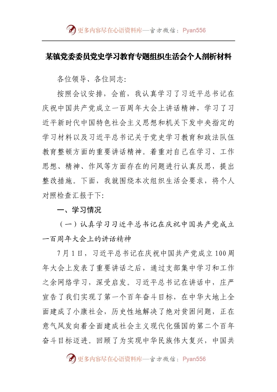 乡镇领导高质量个人对照剖析材料.docx_第1页