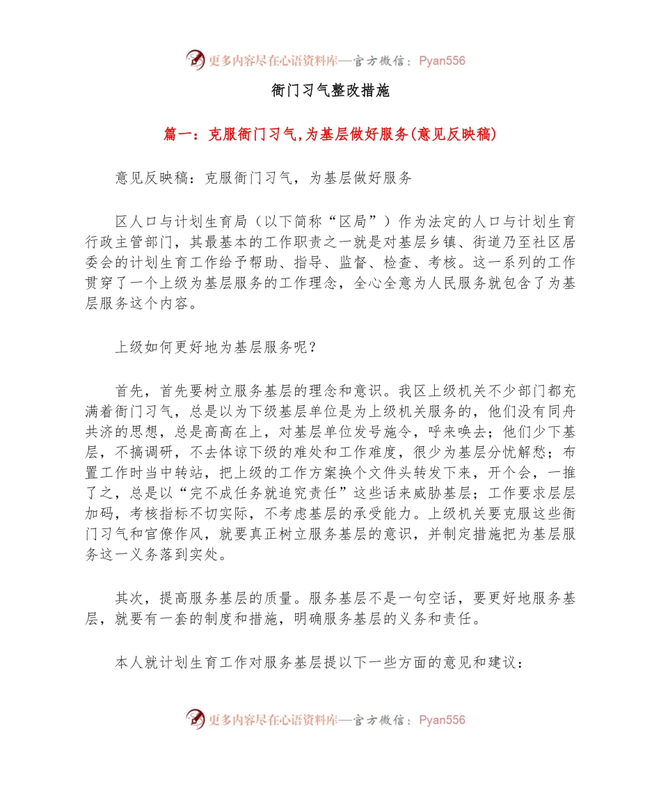 【精编范文】衙门习气整改措施-范文模板.docx_第1页