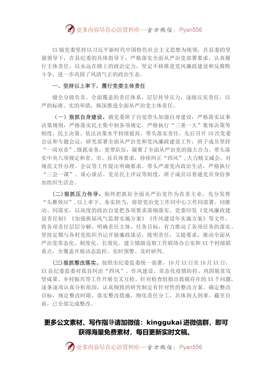 乡镇党委领导班子述责述廉报告.docx_第1页