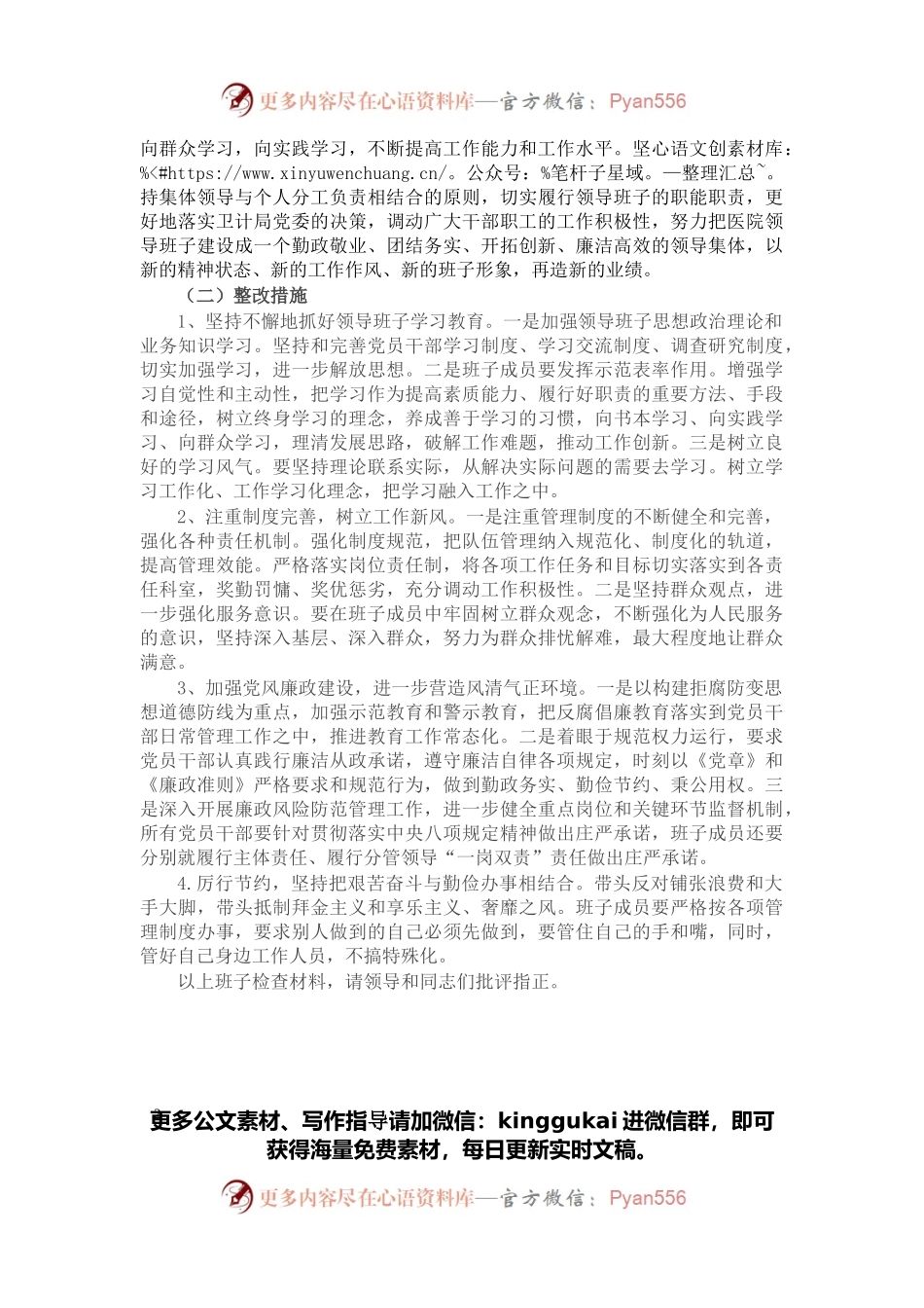 乡镇中心卫生院党支部班子组织生活会对照检查材料.docx_第2页