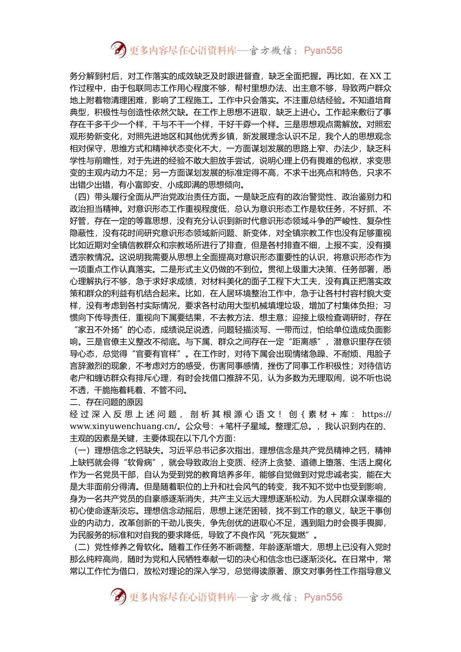 乡镇长2024年民主生活会个人对照检查材料.docx_第2页