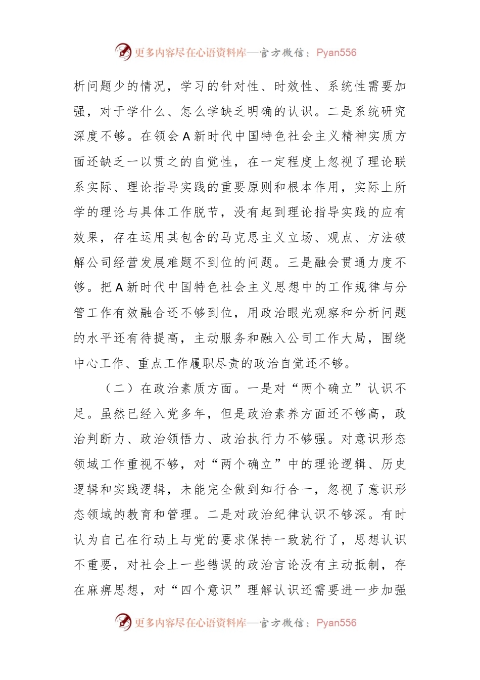 个人在专题民主生活会检视剖析材料.docx_第2页