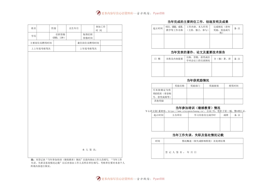 事业单位工作人员年度考核登记表1.docx_第2页