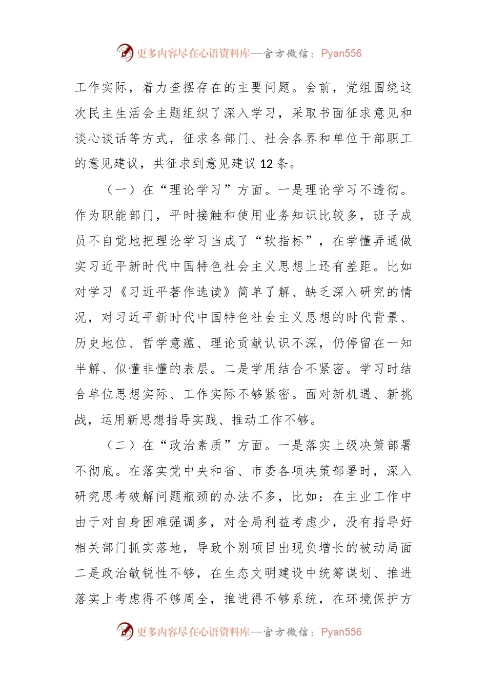 主题教育专题民主生活会对照检查材料（六个方面）（2）.docx_第2页