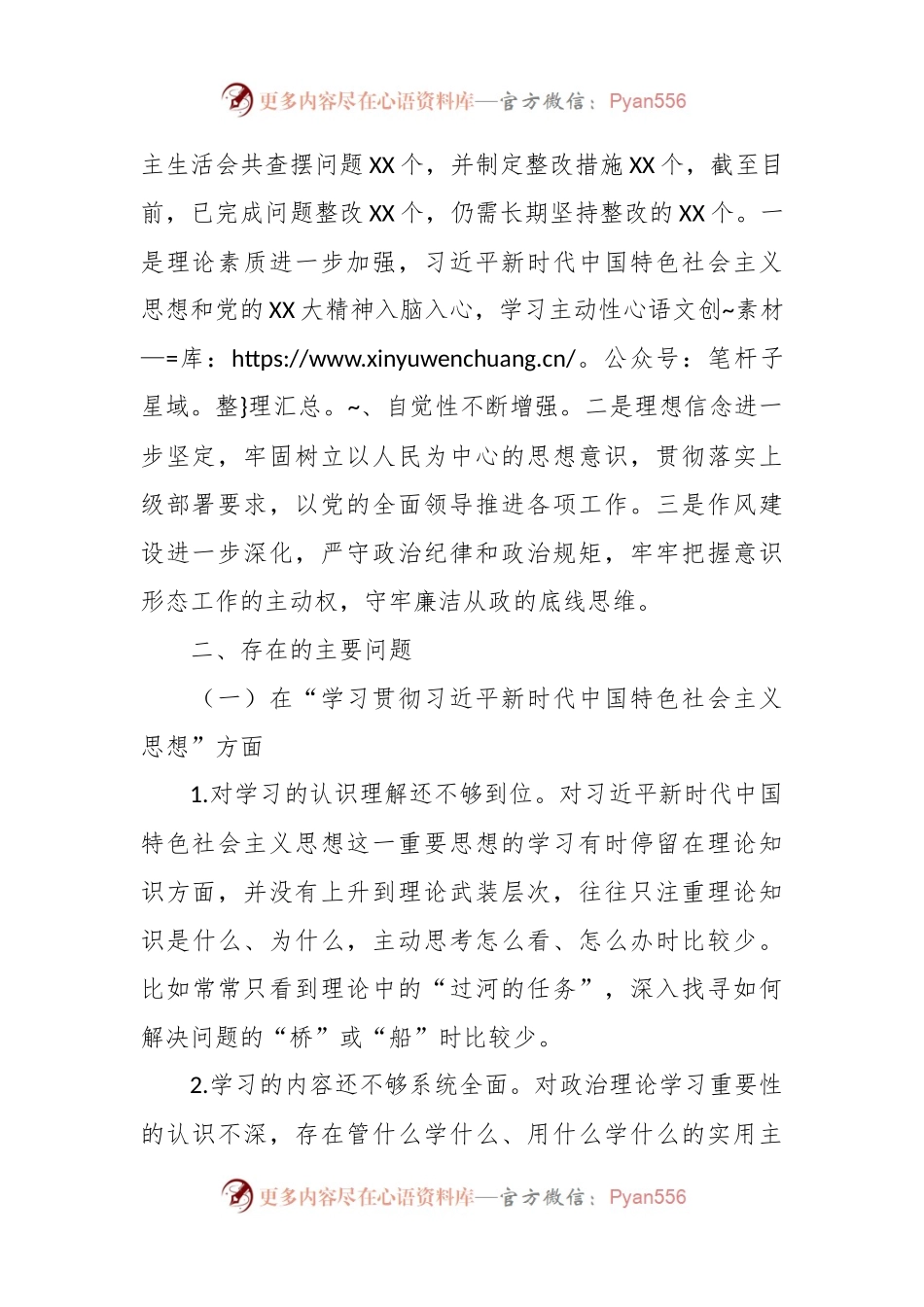主题教育专题民主生活会发言稿提纲（上年度整改措施落实情况、新六个方面）(2).docx_第2页