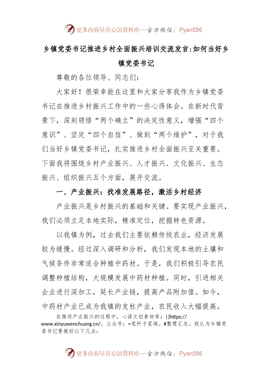 乡镇党委书记推进乡村全面振兴培训交流发言如何当好乡镇党委书记.docx_第1页