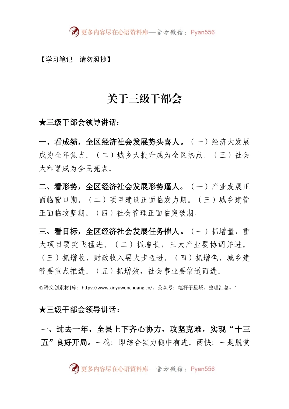 【讲话类】关于三级干部会.docx_第1页