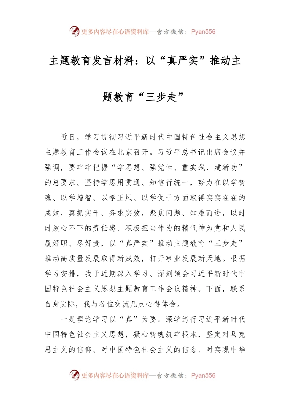 主题教育发言材料：以“真严实”推动主题教育“三步走”.docx_第1页