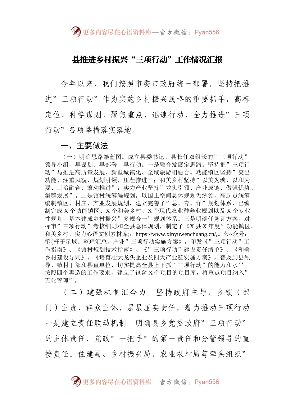 乡村振兴“三项行动”工作情况汇报.docx_第1页