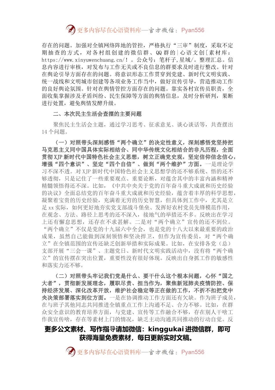 乡镇党建办主任2021年度党史学习教育五个带头专题民主生活会对照检查材料.docx_第2页