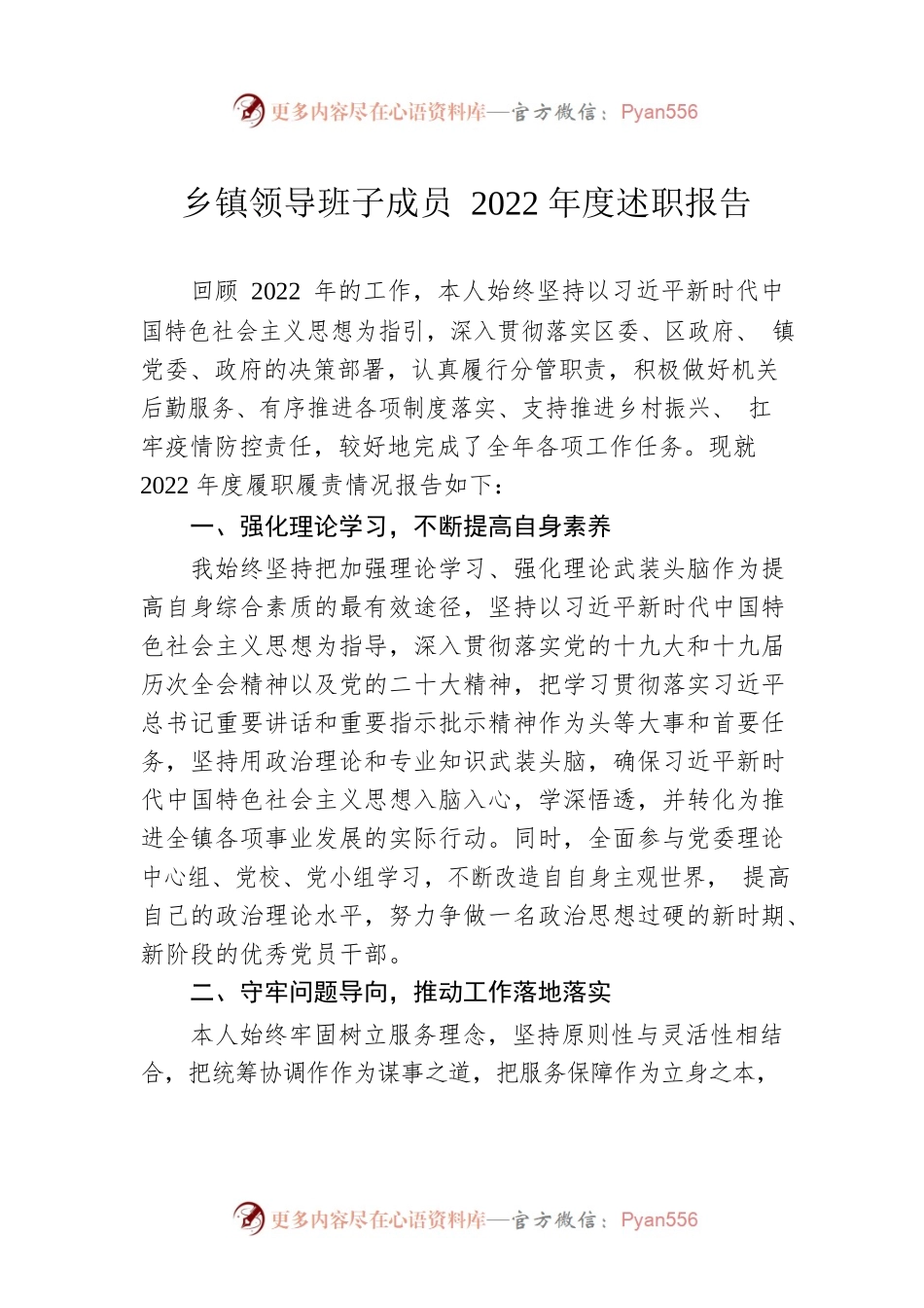 乡镇领导班子成员2022年度述职报告.docx_第1页