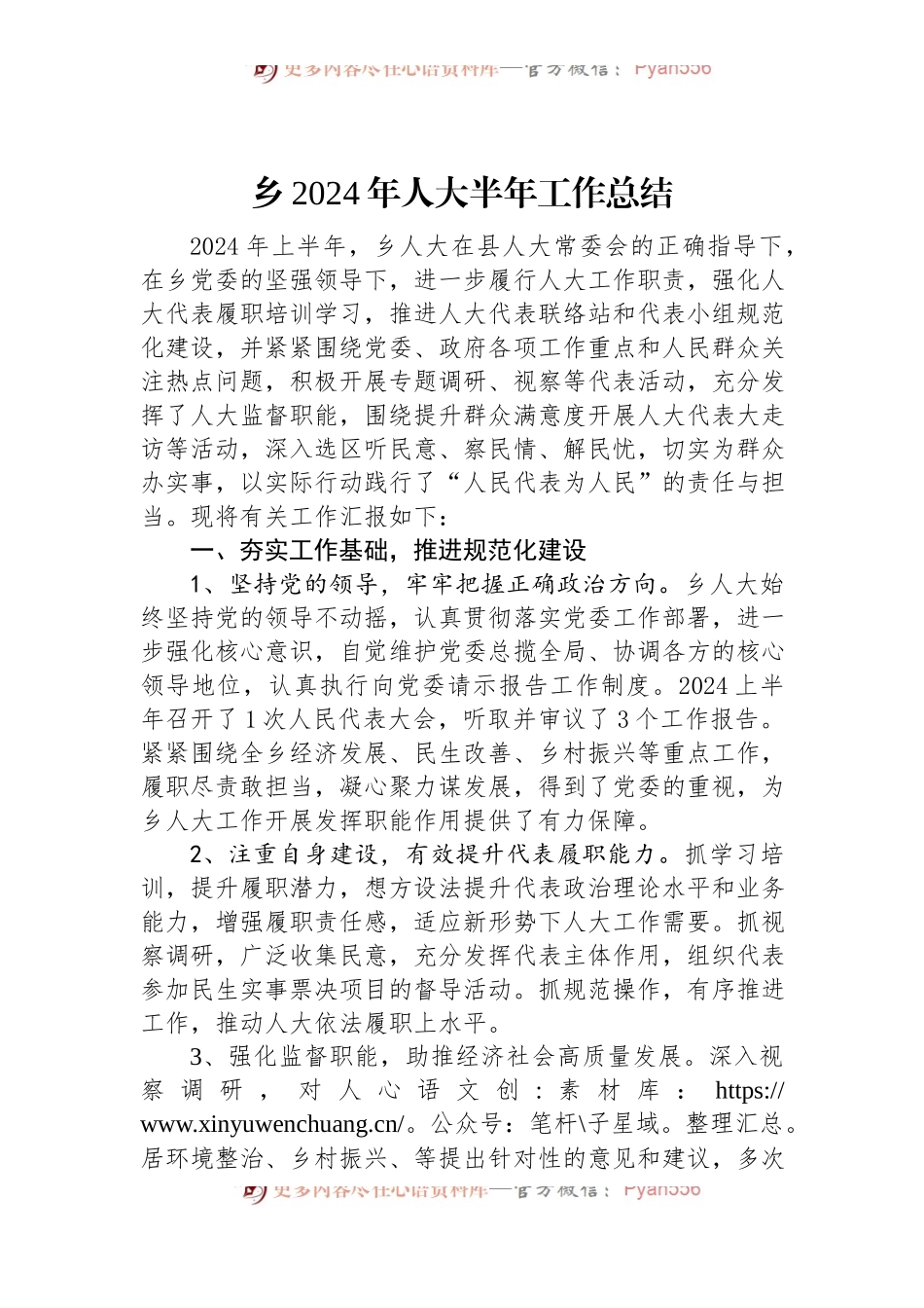 乡2024年人大半年工作总结.docx_第1页