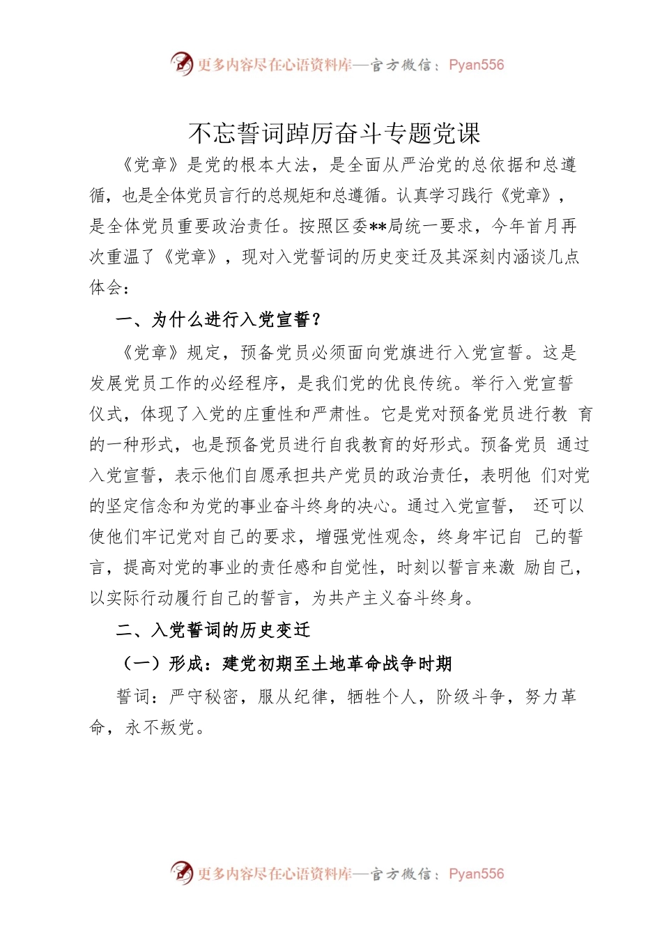 不忘誓词踔厉奋斗专题党课.docx_第1页