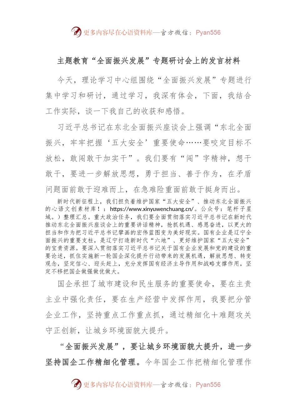 主题教育“全面振兴发展”专题研讨会上的发言材料.docx_第1页