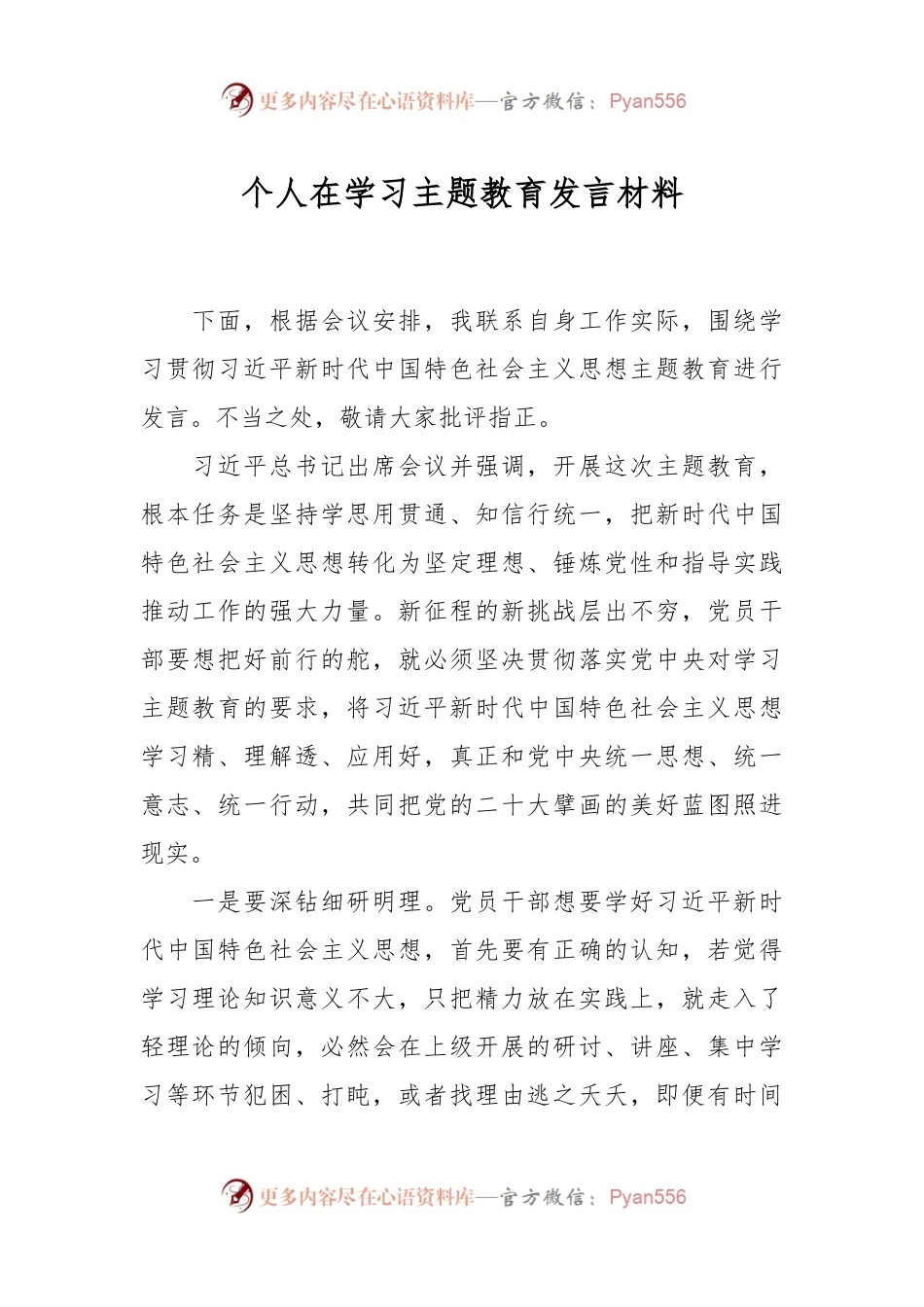 个人在学习主题教育发言材料.docx_第1页