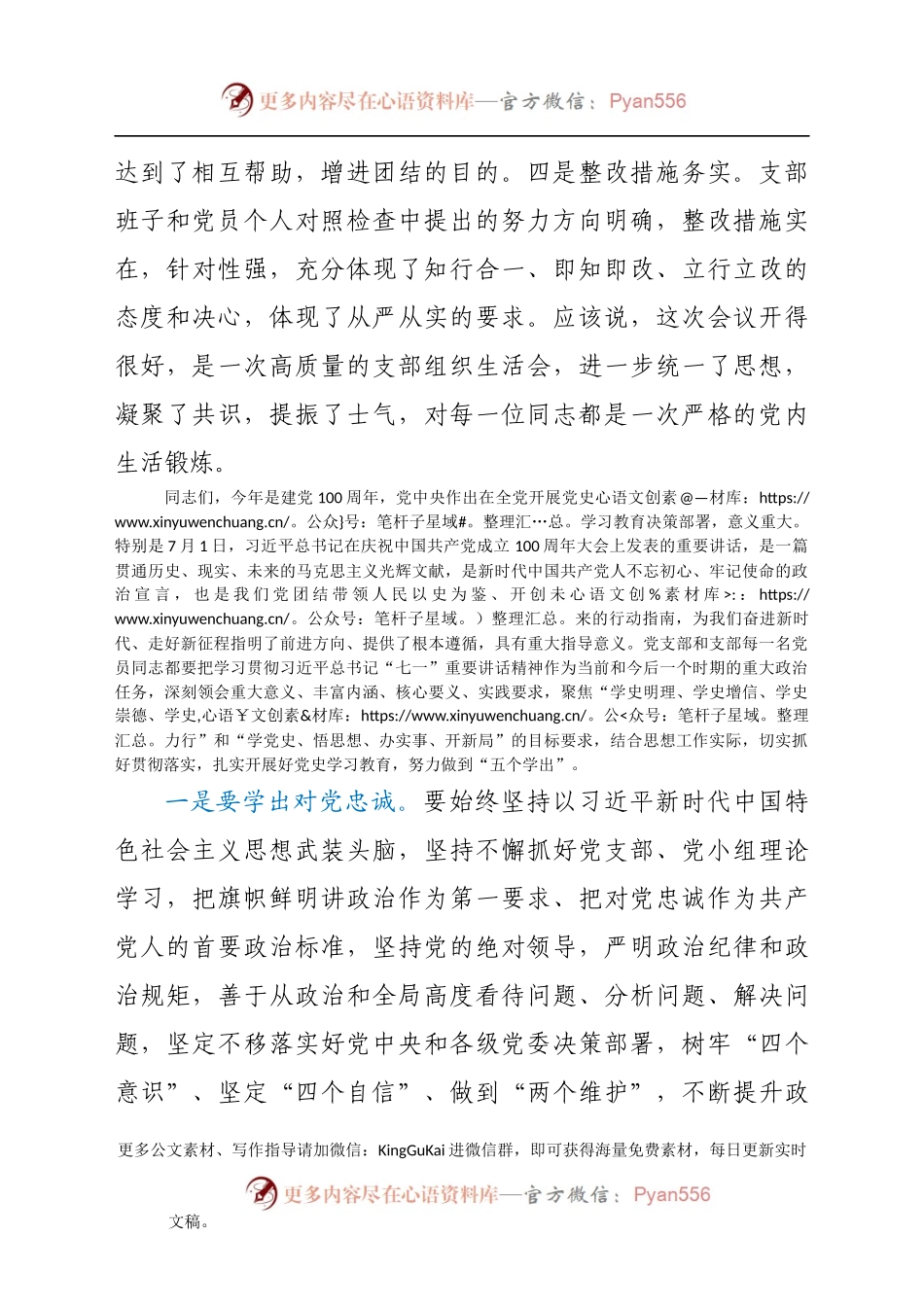 人大机关第一党支部党史学习教育专题组织生活会点评讲话.docx_第2页