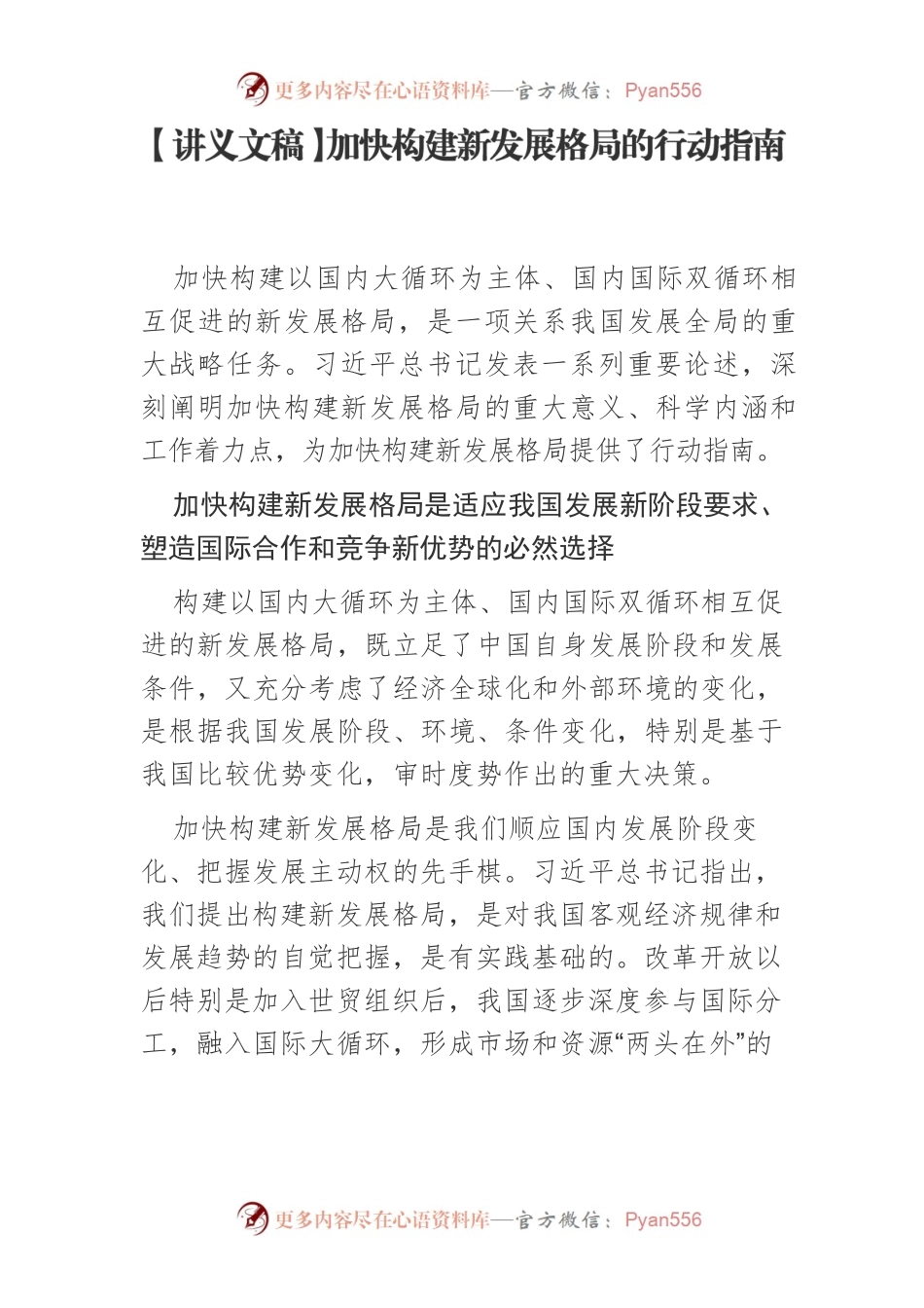 【讲义文稿】加快构建新发展格局的行动指南.docx_第1页