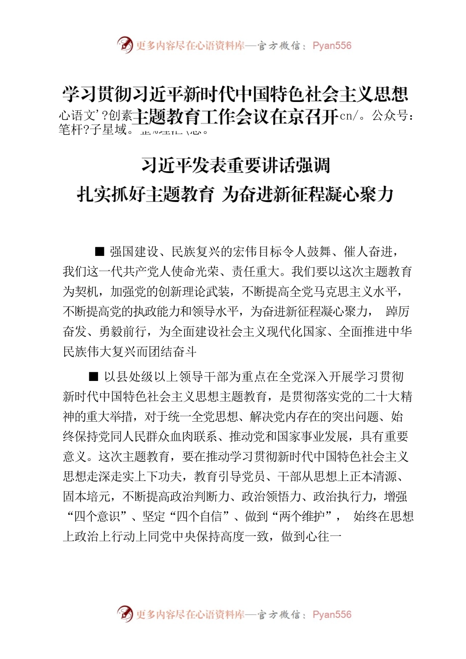 主题教育∣顶层文件：13中央主题教育工作会议精神（部署主题教育工作）.docx_第1页