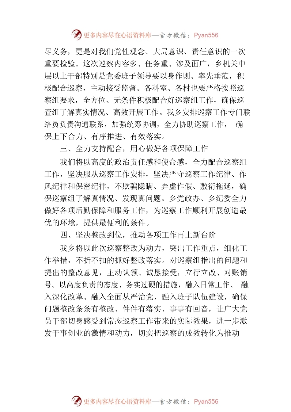乡党委接受巡察动员会上的表态发言.docx_第2页