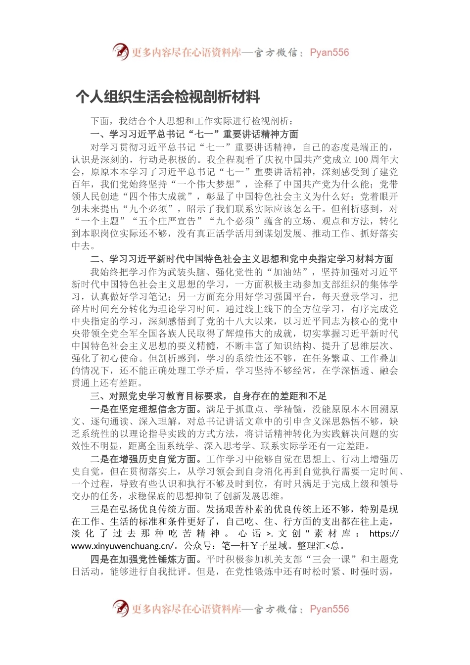 个人组织生活会检视剖析材料.docx_第1页