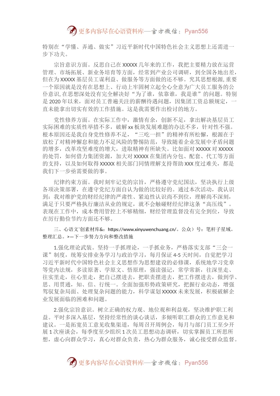 企业党支部领导班子成员个人对照检查发言材料.docx_第2页